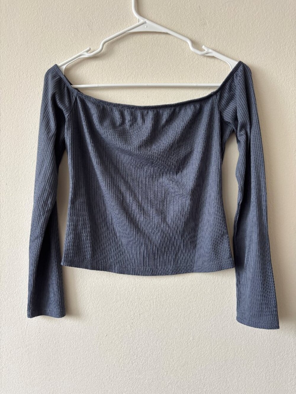 Mossimo Supply Co Blue Off the Shoulder Long Sleeve Top - Size Small